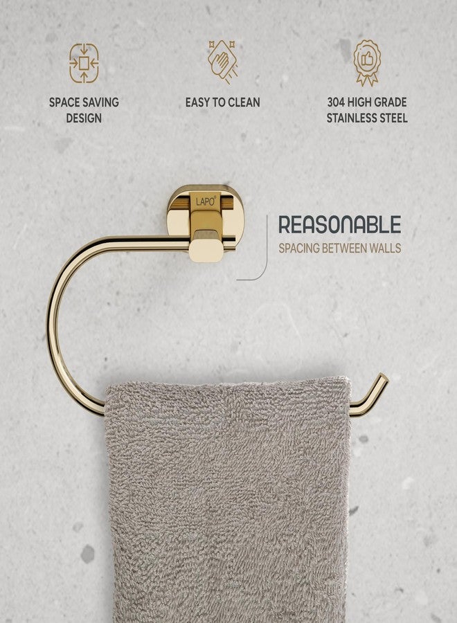 LAPO حامل مناشف وحلقة من الفولاذ المقاوم للصدأ 304 من LAPO - حامل مناشف - متين، مقاوم للصدأ، يُثبت على الحائط للحمام | المطبخ | منطقة الغسيل، طلاء ذهبي بتقنية PVD - عبوة من قطعة واحدة (سلسلة kik) - Image 4